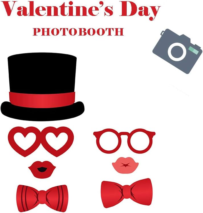 Valentine&rsquo;S Day Photo Booth Props 35 PCS DIY Funny Disguise Props Valentines Day Decorations with Love Banner - Valentines Photography Props Wedding Photo Props image number 1