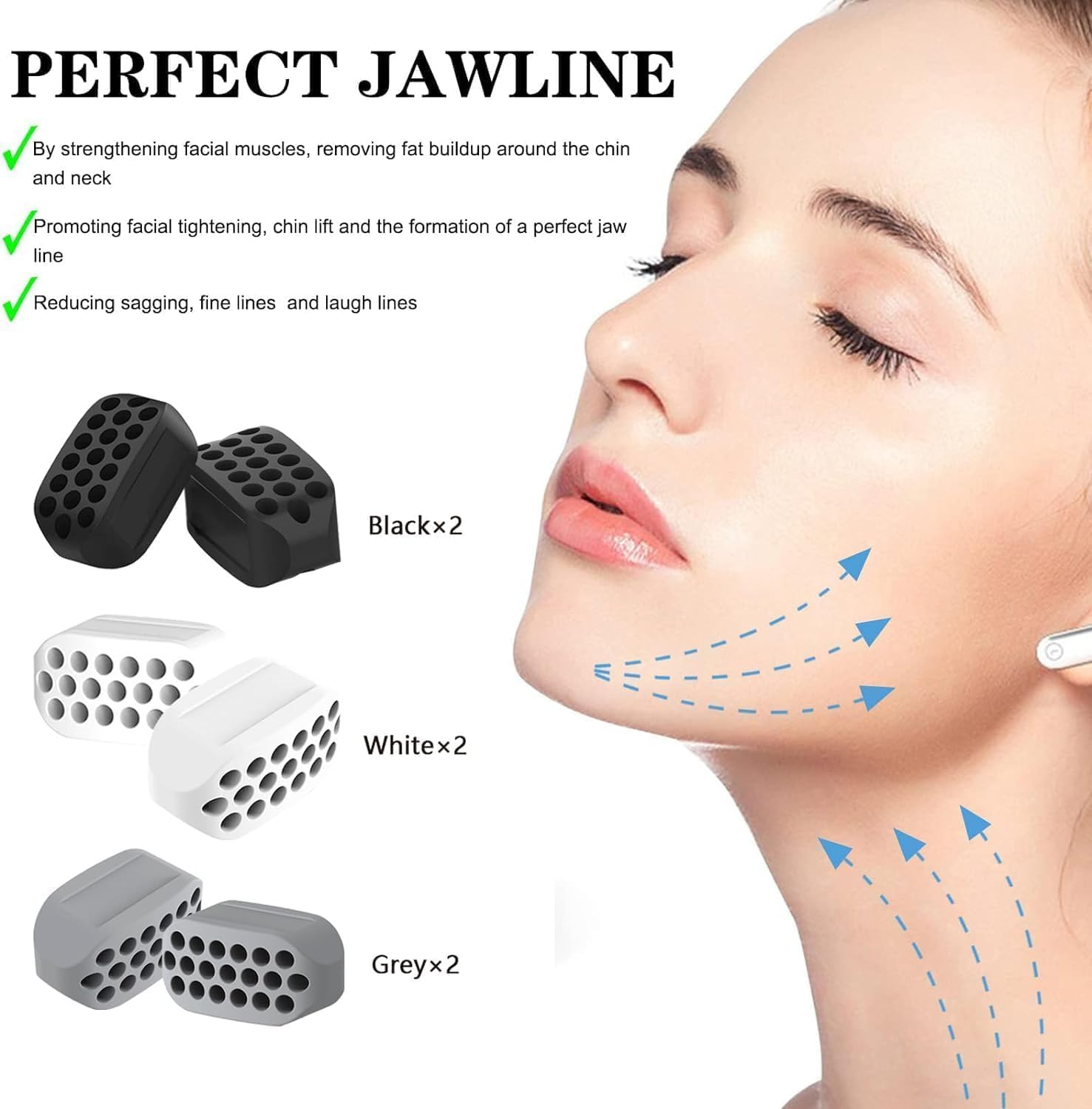 MOLANLY Jawline Exerciser 3 Resistance Levels (6 Pcs) BPA Free Silicone Jaw Trainer Jaw Exerciser & Jaw Exerciser Shaper for Beginner, Intermediate & Advanced Users image number 3