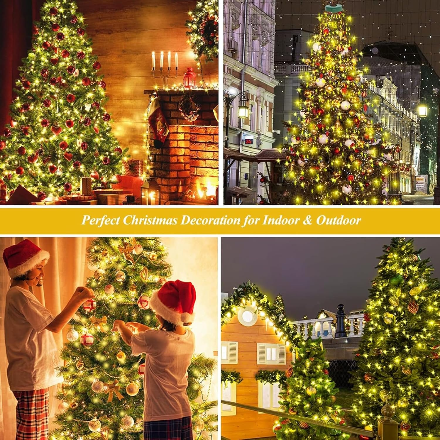 Christmas Tree Lights 400 LED, 2M X 16 Lines Easy to Install Christmas Lights with 8 Modes, Christmas Decorations Christmas Lights or Indoor Outdoor Yard Garden Patio Xmas Tree Decorations, Warm White image number 5