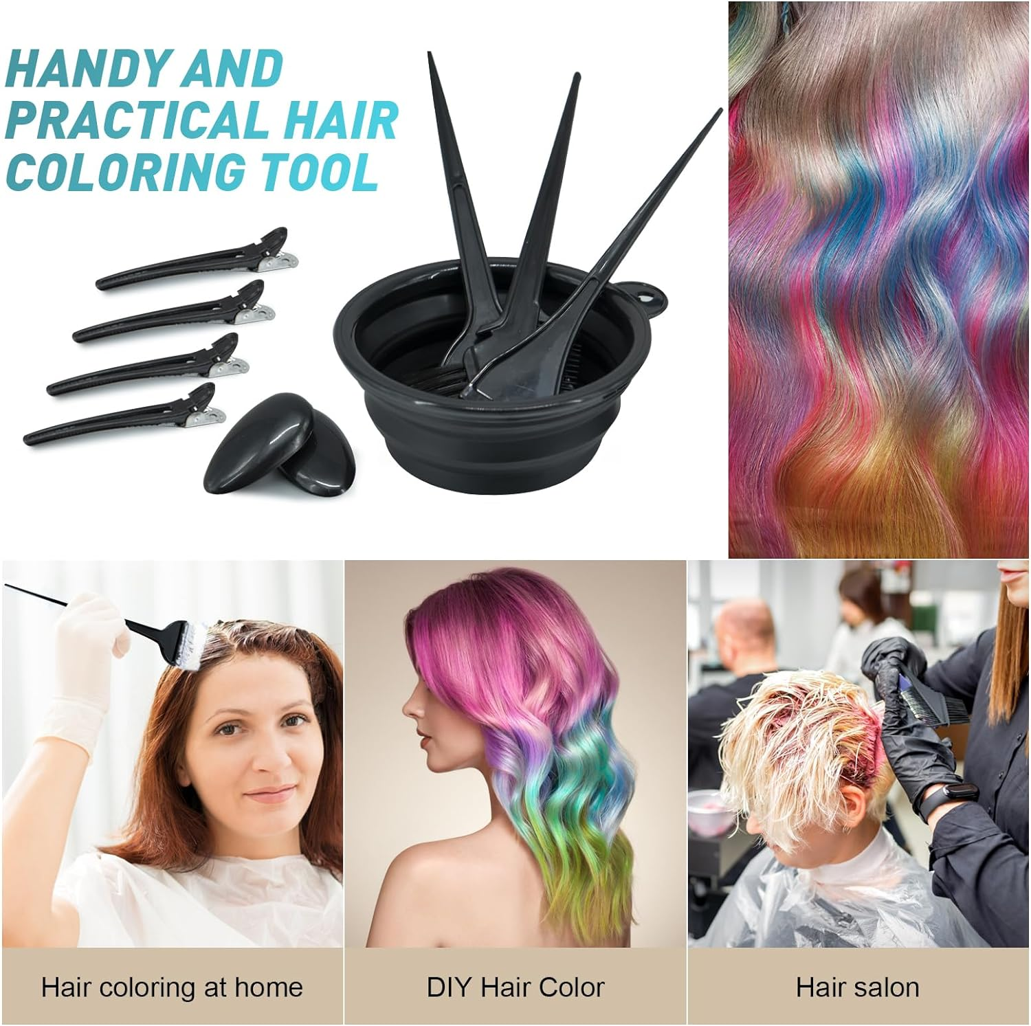 Xarchy 10 Pc Hair Bleach Kit - Hair Coloring Products with Dye Brush, Color Bowl, Earmuffs, Clip for Salon Bleaching & Highlighting image number 3