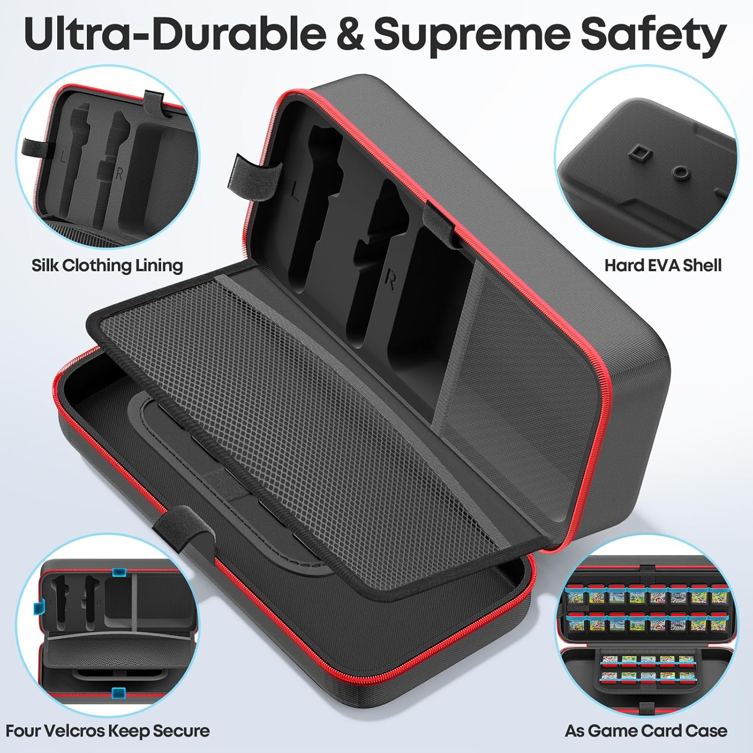 【Compatible with Switch 1 & Switch 2】 OIVO Switch Case for Ns2/Oled/Original Models, Portable Travel Switch 2 Carrying Case Fit for Joycon and AC Adapter, Hard Protective Bag with 26 Game Cards image number 4