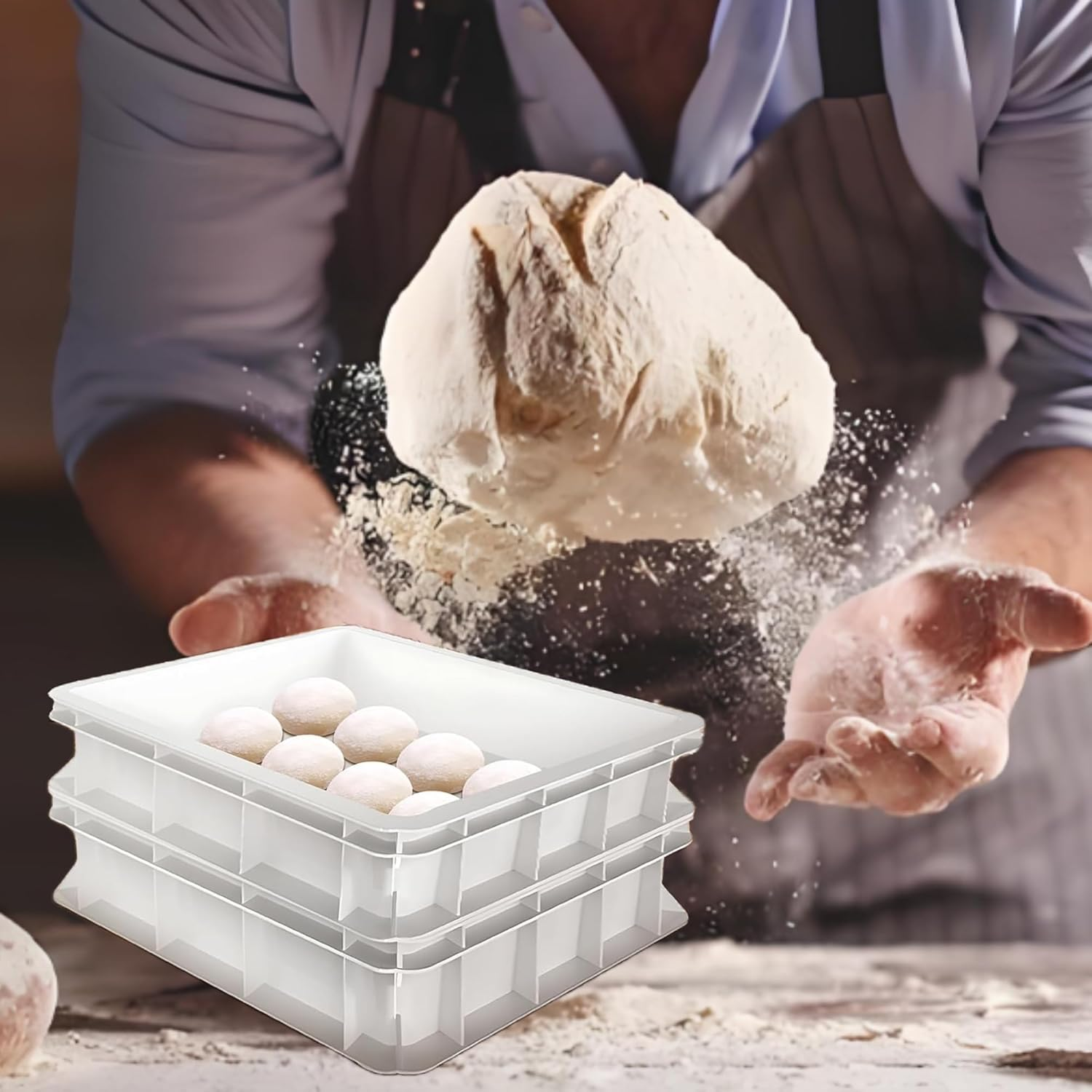 Alerrawia Generic Dough Proofing Box, Pizza Dough Tray with Cover, Fruit and Vegetable Storage, Multifunctional，Equipped with a Lid,Can Be Put in the Refrigerator and Other Multi-Purpose image number 5