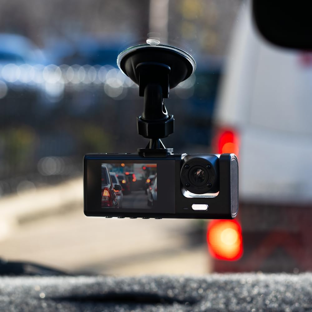 I-Hawk Defender Full HD 1080P Dual Dash Camera with Wide Angle Lens, Black