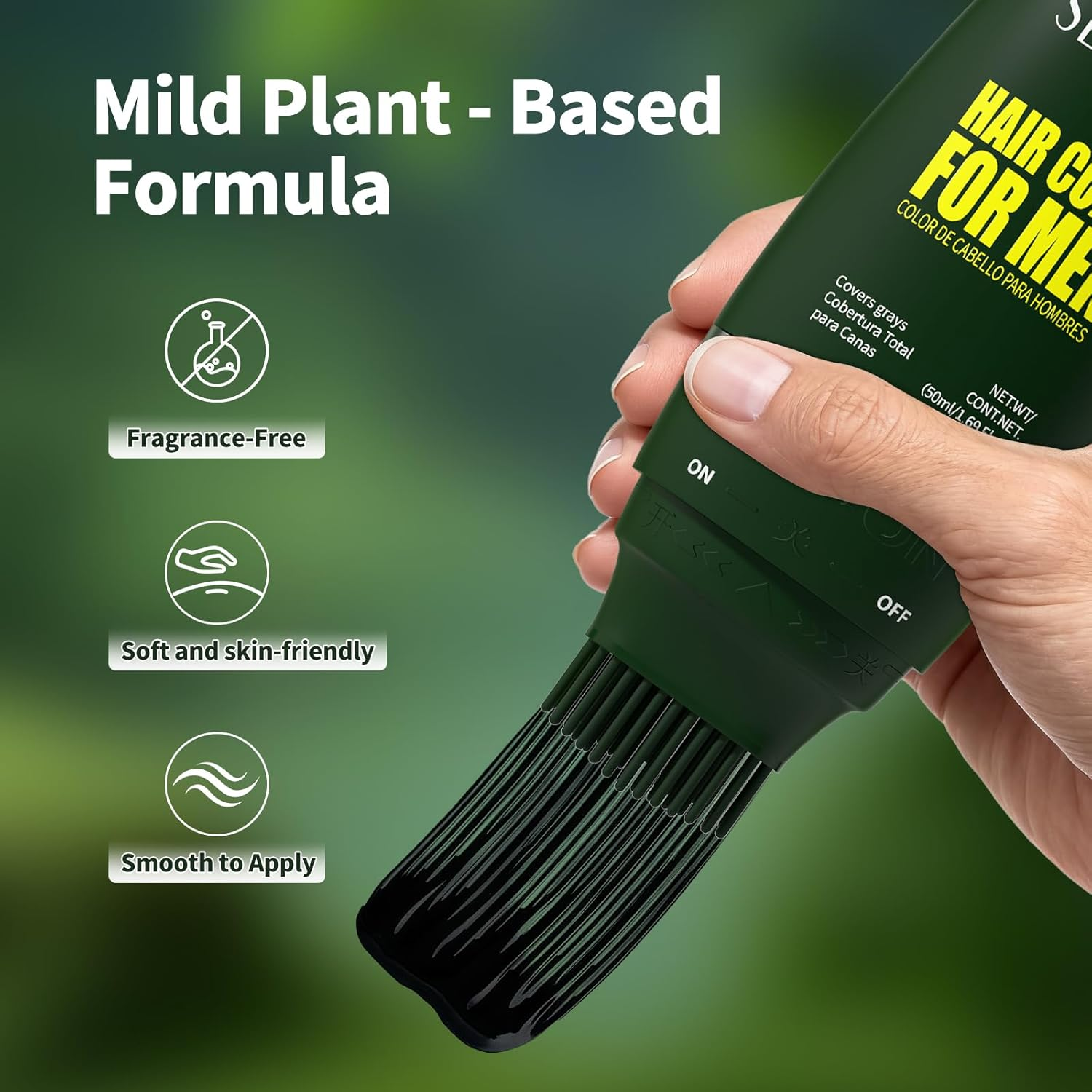 SEVICH Hair Color for Men Gray Coverage, Natural Plant Formula with Applicator Brush, No Ammonia No Peroxide, Quick & Easy Root Touch up in 30 Minutes (Black) image number 2