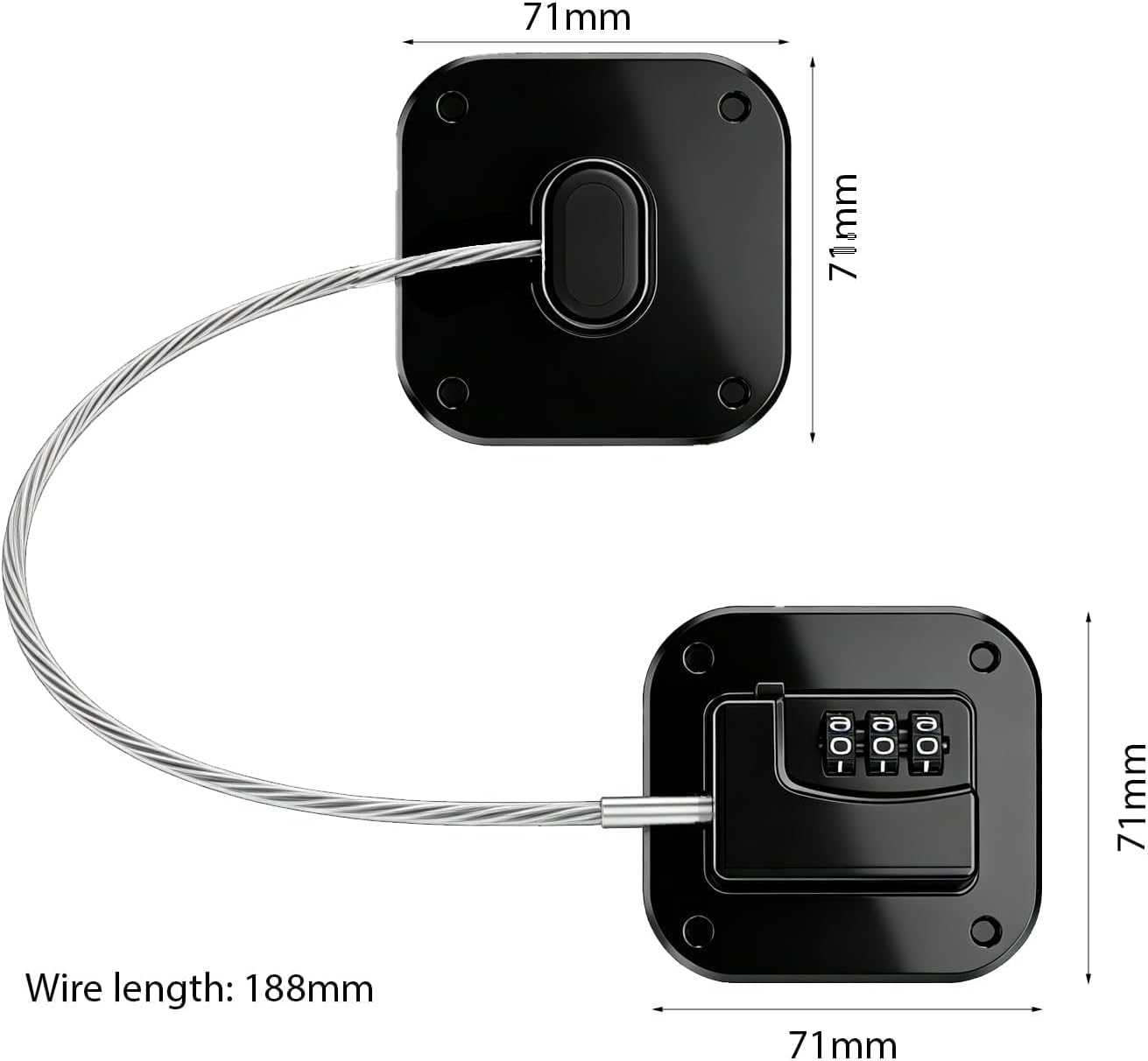 Yxvyxymyxxg​ Heavy Duty Refrigerator Lock - 1 Pack Combination Lock for Cabinets, Drawers and Cupboards, No Drill Installation & Keyless Child Safety Device(Black) image number 3