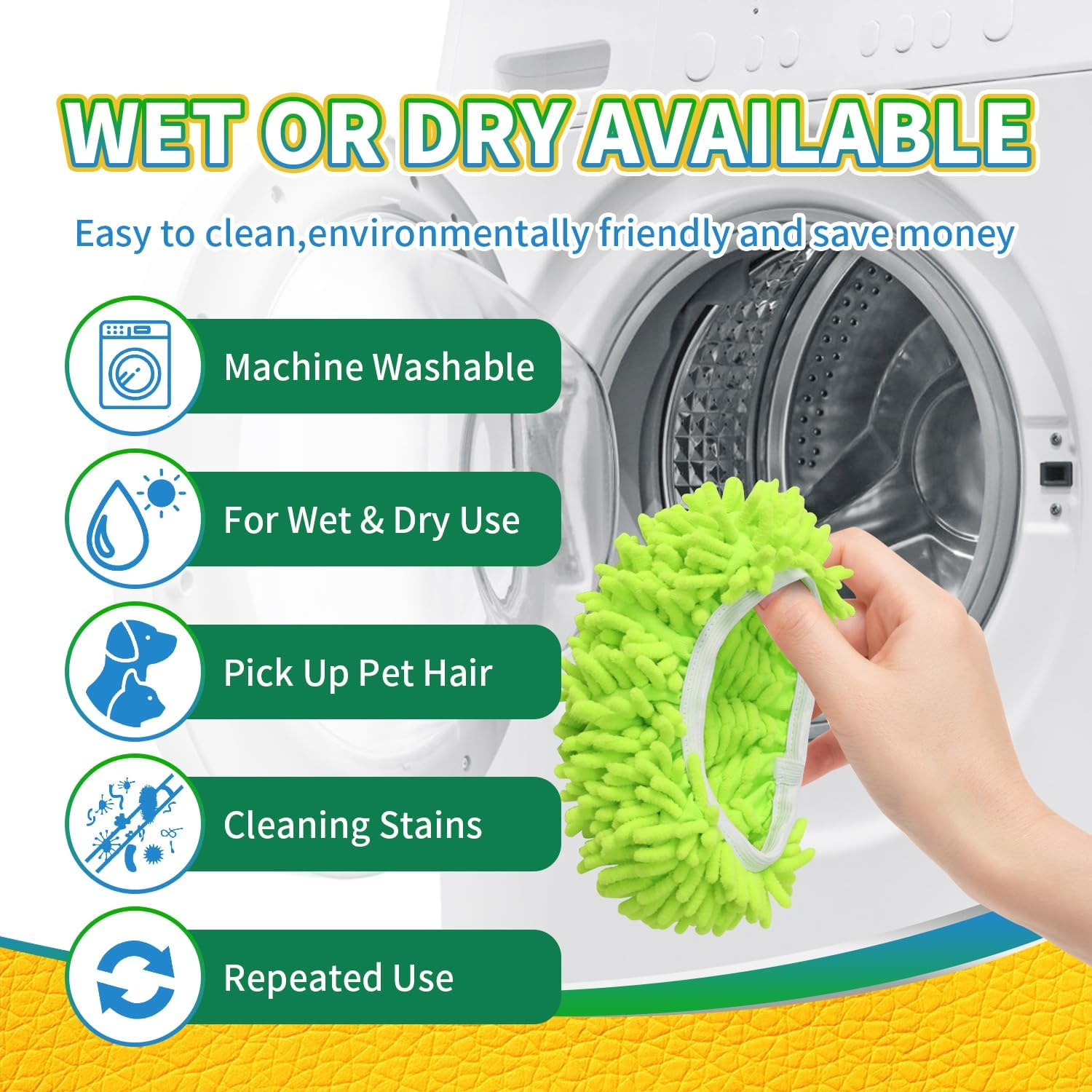 Reusable Mop Pads Compatible with Swiffer Sweeper Mop, Wet and Dry Flat Swiffer Mop Pads Cover, 2 Pack Washable Swiffer Pads for Surface/Hardwood Floor Cleaning (Mop Is Not Included) image number 2