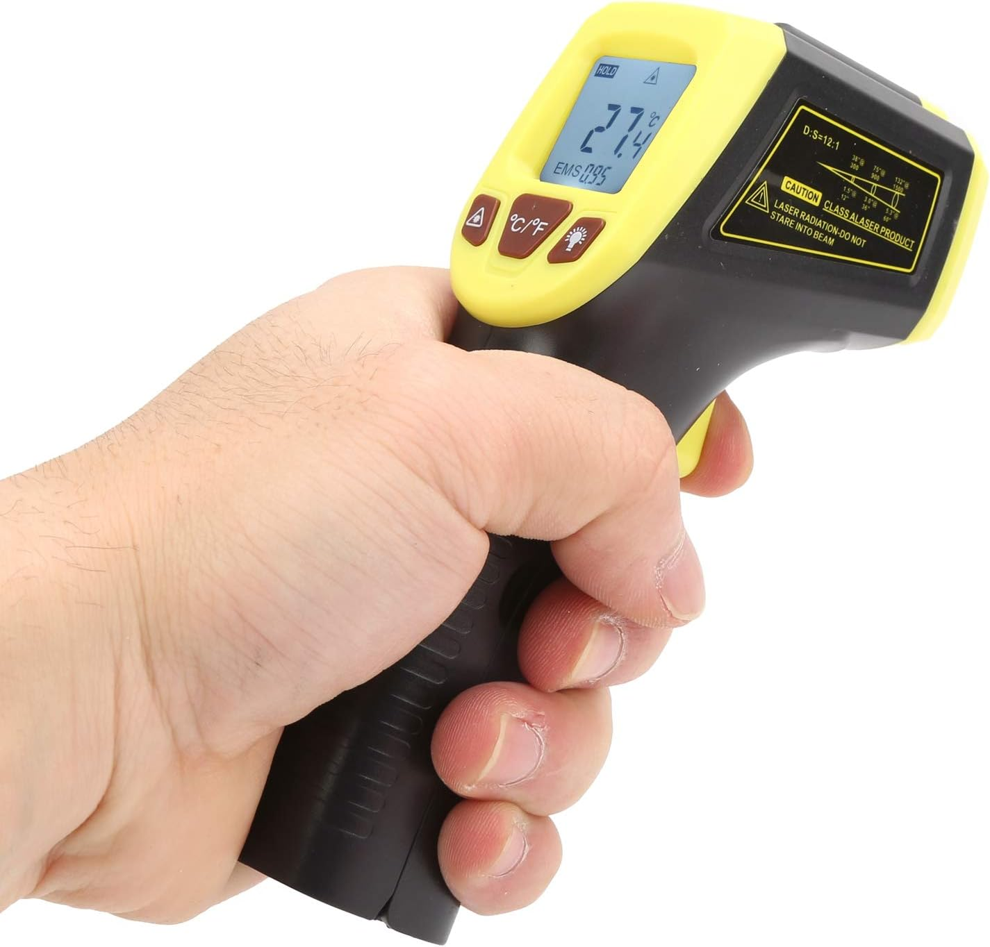 GM320S Industrial Thermometer LCD Display, Data Retention, Temperature Measuring Infrared for Hot Surfaces (Yellow) image number 5
