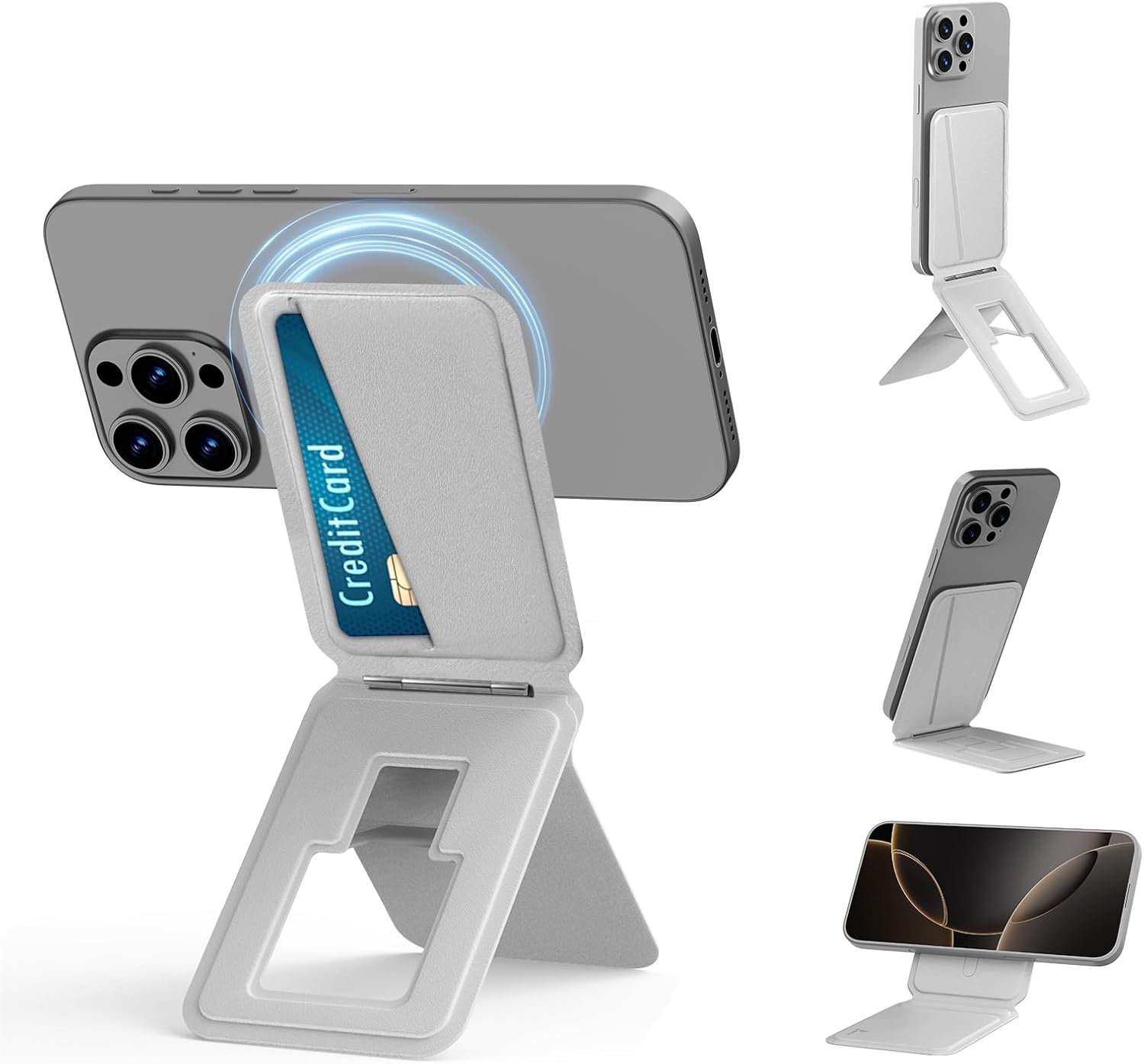 Bettdow Tripod Stand for Iphone 16/15/14/13/12 Series, Card Holder Wallet, Portable Phone Tripod Stand for Self-Vlogging, Surfing, Macro Photography, Video Calls, Phone Holder, Black