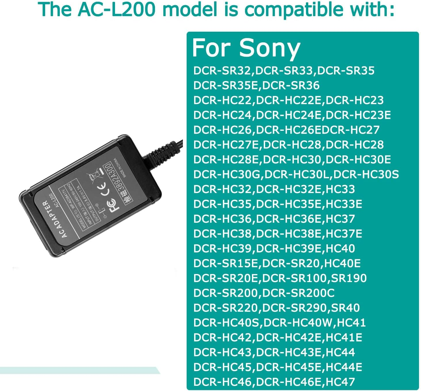 Raeisusp AC-L200 Power Adapter Charger Supply L200B L200C L200D for Sony DCR-UX5 DCR-UX7 HDR-XR100 NEX VG20 VG30 VG900 DVD7 PXW-X70 image number 6