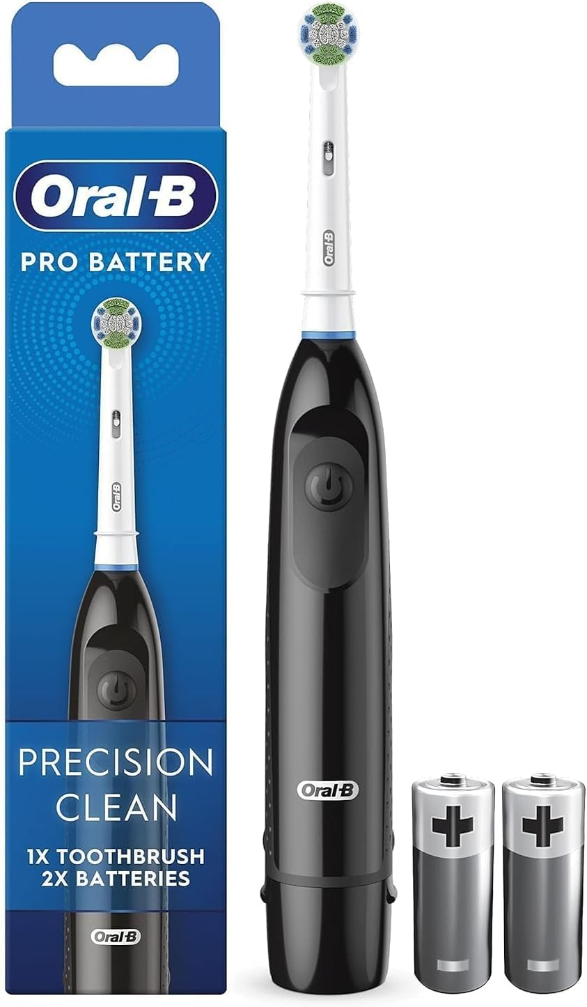 Oral-B Pro Battery Toothbrush, Precision Clean Toothbrush Head, Plaque Remover for Teeth, 2 Batteries Included, Black image number 1