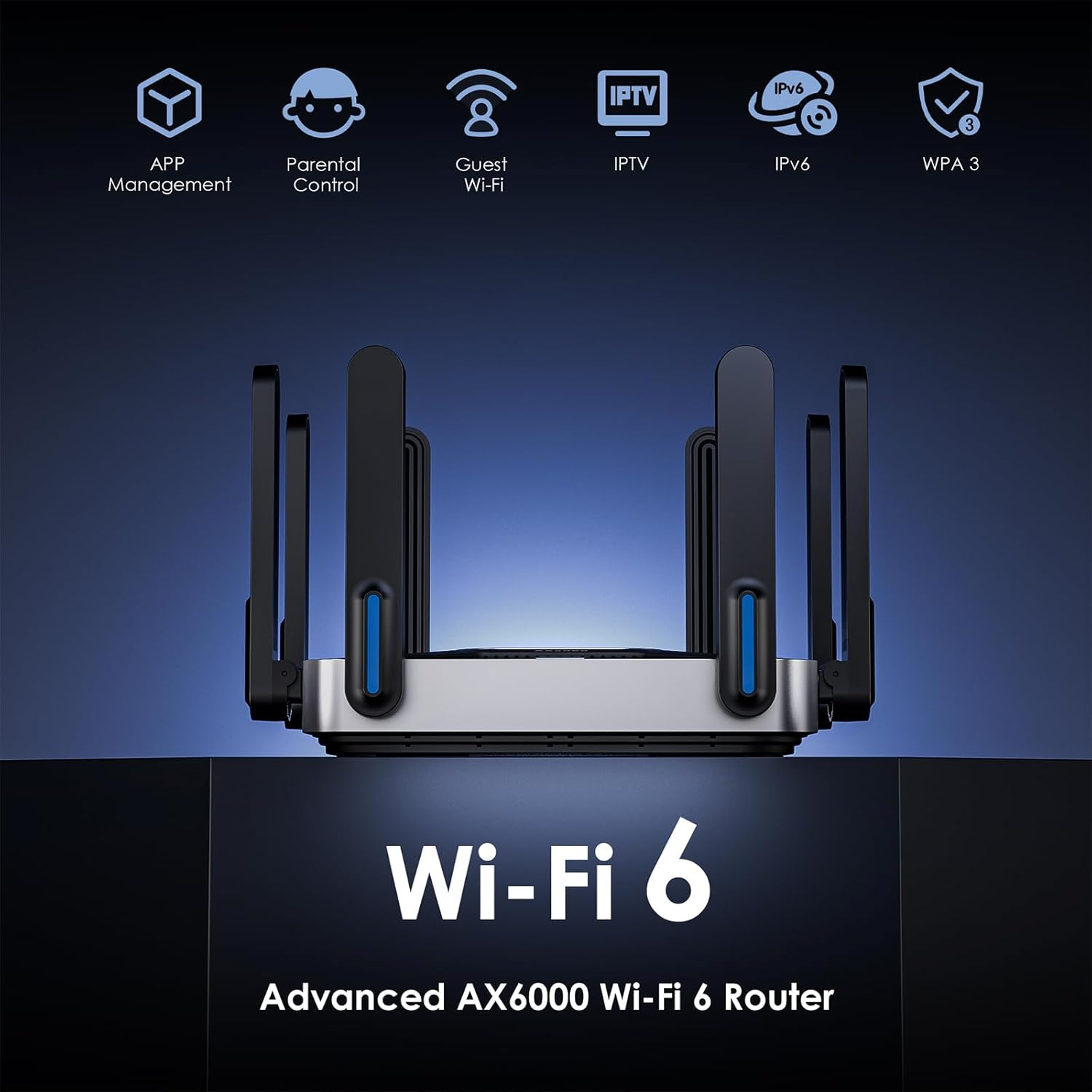 WAVLINK AX6000 Dual-Band Wifi 6 Router, 2.5G Multi-Gig Ports, 6000Mbps Wifi Speeds, Gaming Wifi Router for Wireless Internet, WPA3 & VPN Security for Home & Business, Long Range, Computer Routers image number 5