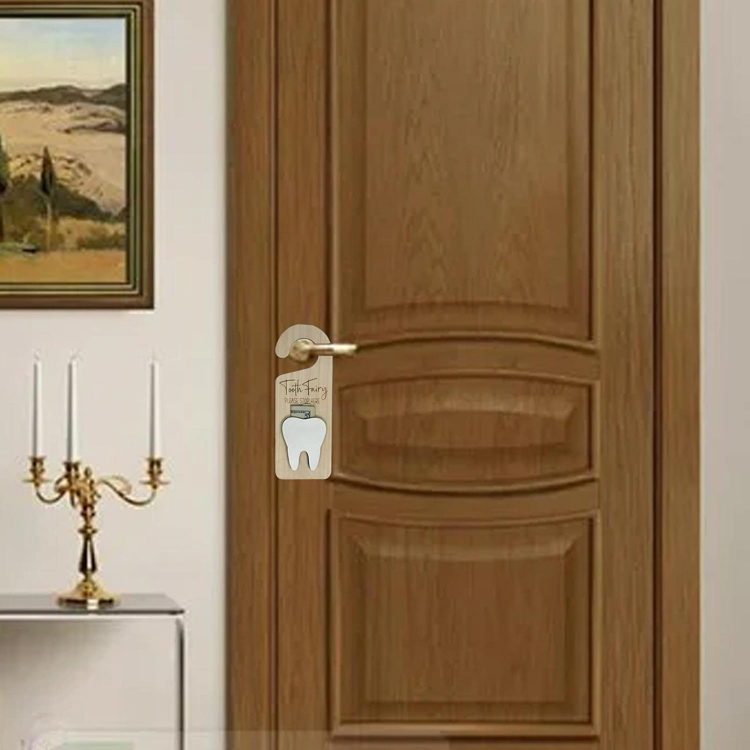 Kids Teeth Door Hanger,Wooden Lost Teeth Holder Collection Box with Locker - Kids Room Keepsake Tooth Holders for Home, image number 1