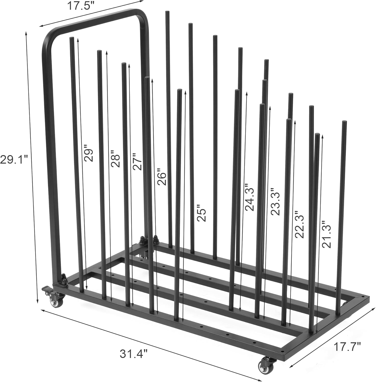 Mosegor Art Canvas Storage Rack with Wheels，Iron Art Storage Easel with Wheels，Adjustable Art Drying Painting Rack，Suitable for Drying Canvas Boards, Painting Boards, Crafts（Black） image number 4