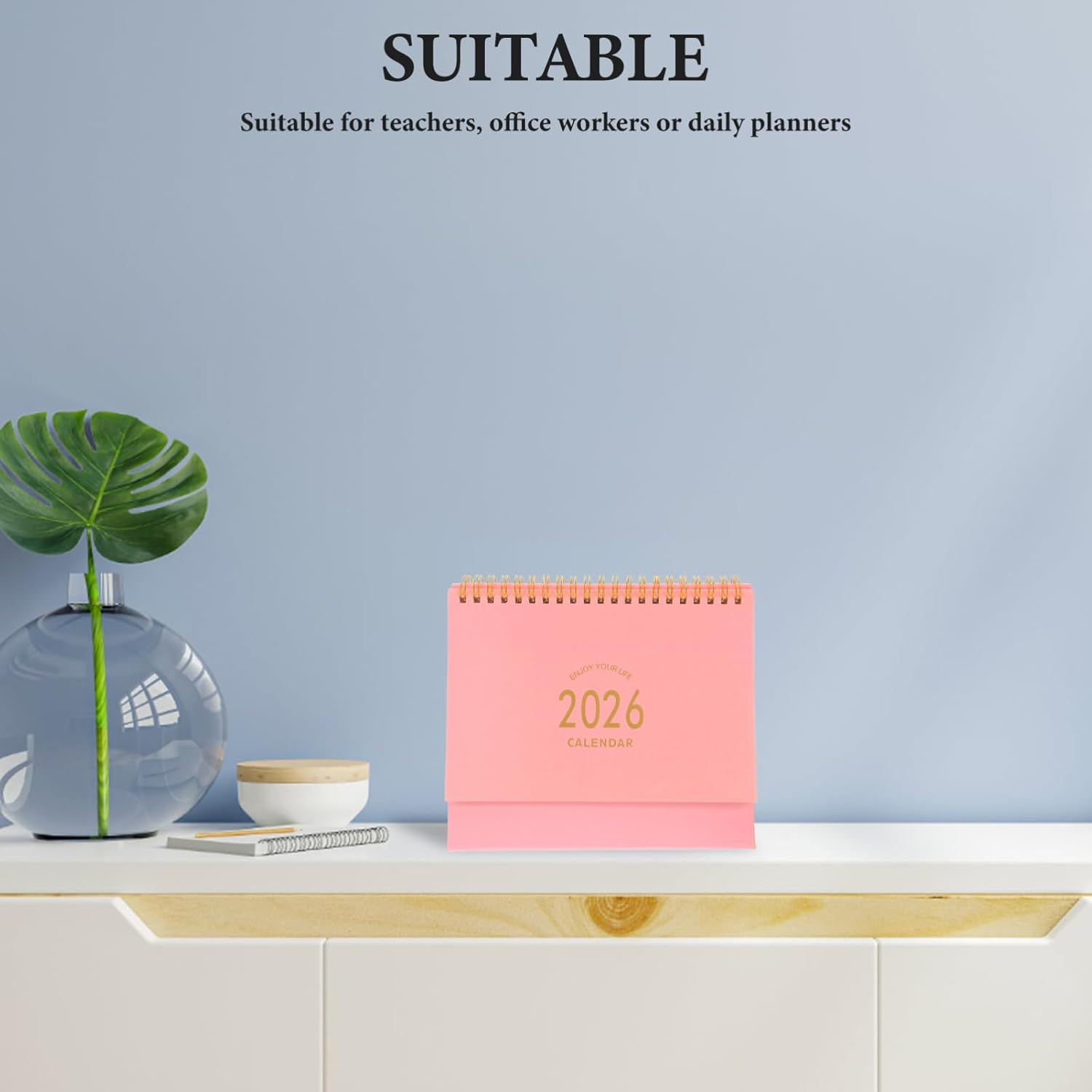 SHINEOFI 2025-2026 Small Desk Calendar &ndash; Flip Desktop Monthly Planner Standing Table Calendar Thick Paper Organizer for Home Office - Pink image number 6