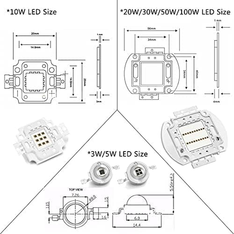 TOPXCDZ LED Chip Infrared IR 680Nm 740Nm 760Nm 800Nm ​​850Nm 880Nm 940Nm 980Nm 1000Nm COB Diodes 3W 5W 10W 20W 30W 50W 100W Light Beads COB Night Vision CCTV Camera (IR 730Nm, 100W X 1Piece) image number 3