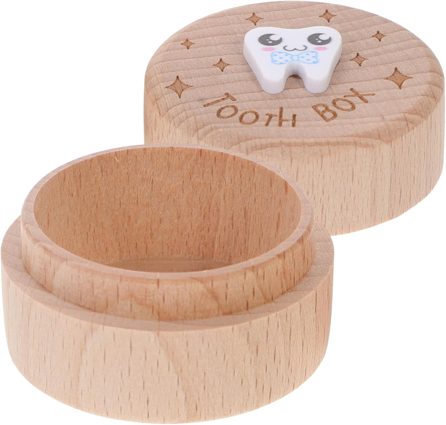 GARVALON Boy Girl Fetal Hair Box Boys and Girls Tooth Collector Wooden Storage Container image number 6