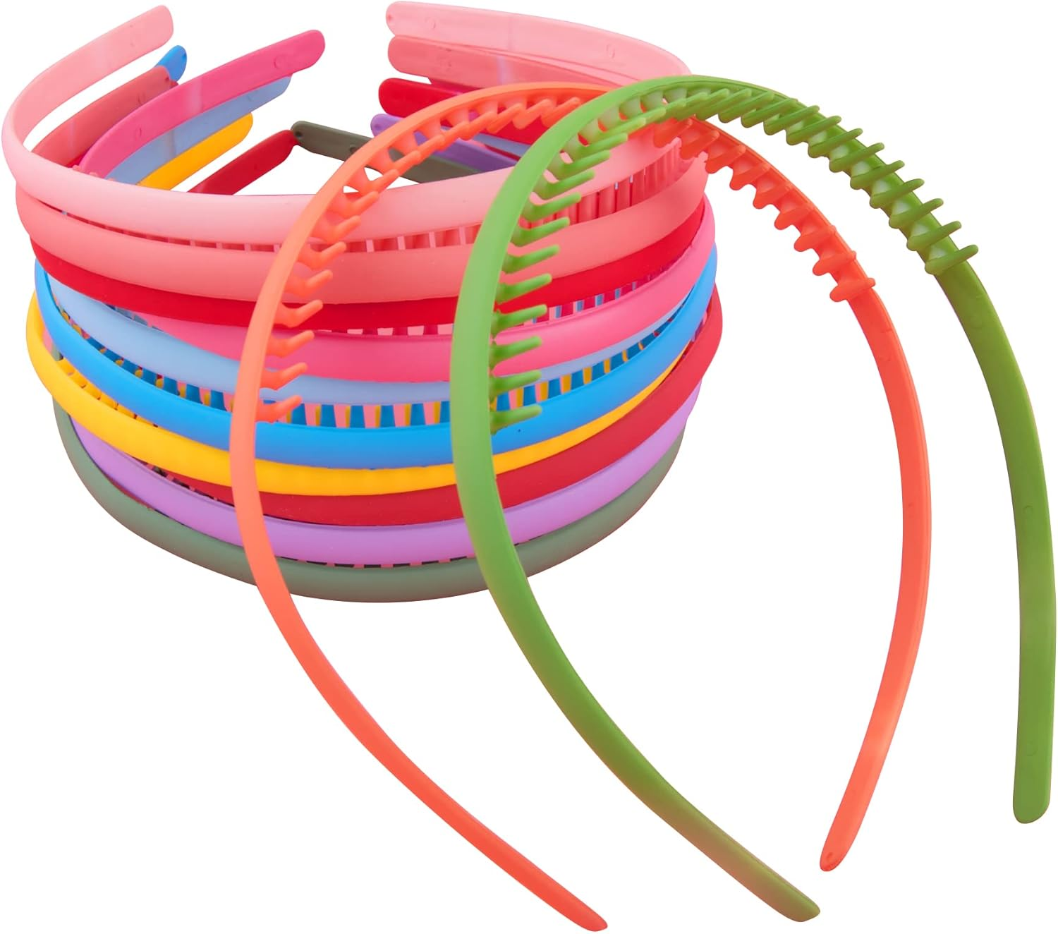 Duufin 12 Pieces Variety Plastic Hair Headbands with Non-Slip Teeth Combs for Girls and Women, 12 Colors image number 1