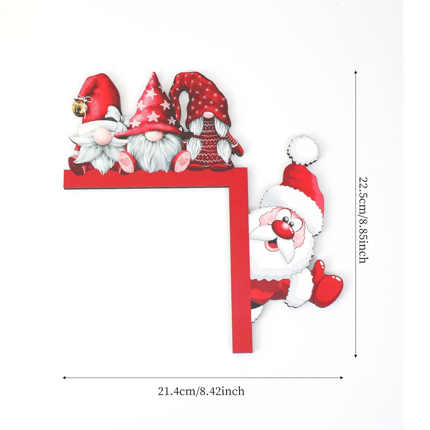 Christmas Door Corner Frame Decorations, Cute Corner Decoration Frame Sign Wooden Santa Gnome Decor, Funny Festival Ornament Door Decoration for Dorms Living Rooms Homes Bedrooms Borato image number 2