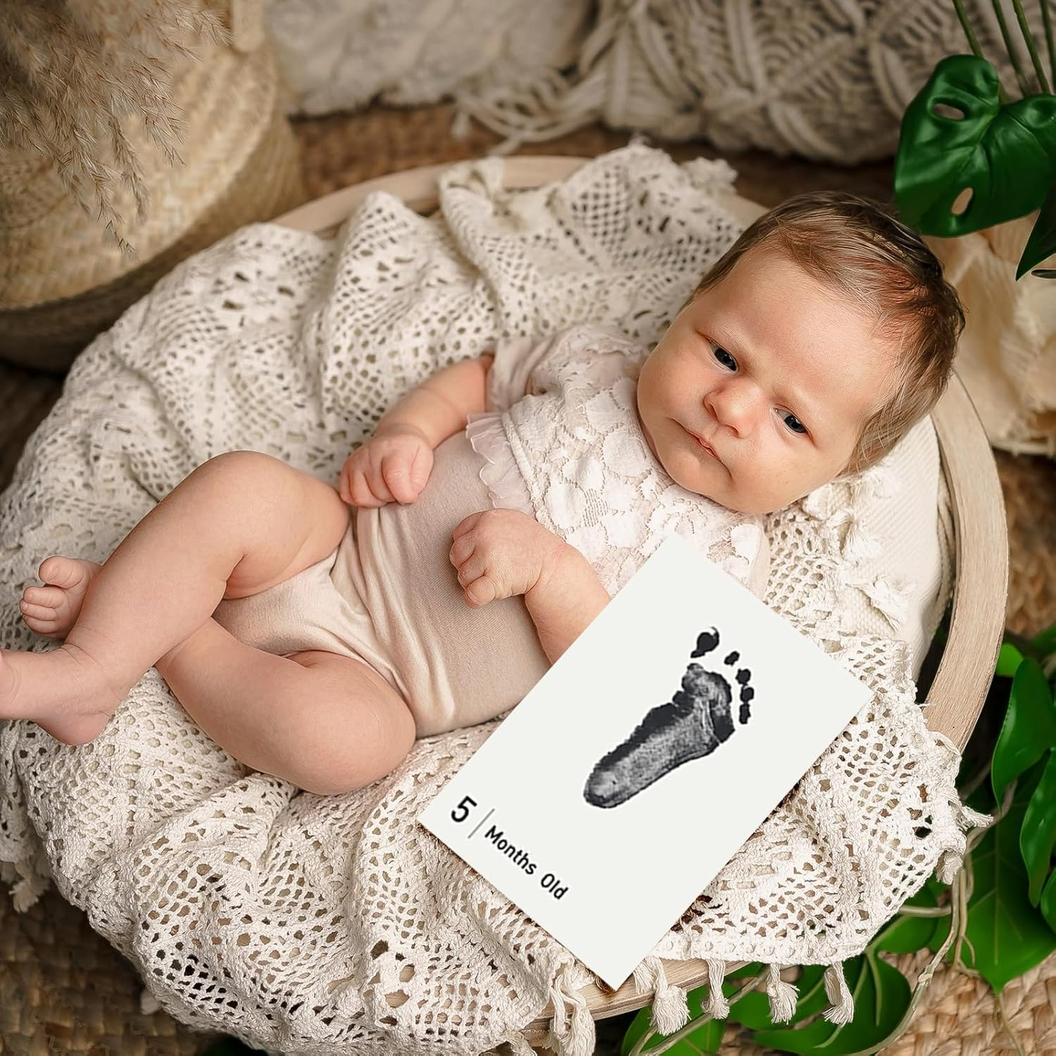 Inkless Baby Hand and Footprint Kit with Safe Pad for Ink Impression Casting Create a First Year Keepsake Months Milestone Cards My First Cards Postpartum Gifts for Girl or Boy Baby Books (6 PCS Set Gift Box) image number 5