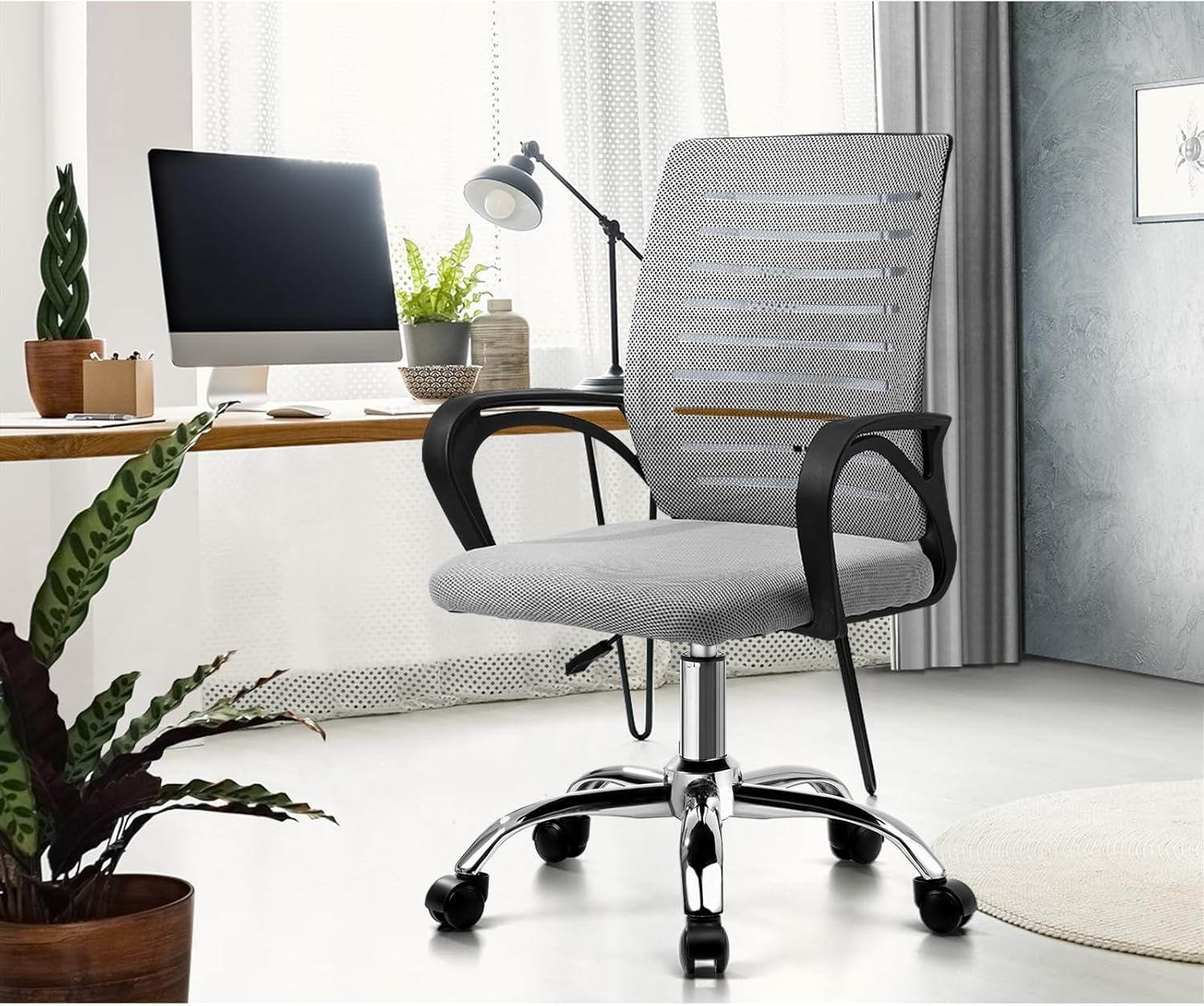 Oikiture Office Chair Ergonomic Mesh Executive Seat Gaming Racing Computer Desk Chair &ndash; Black Grey image number 1
