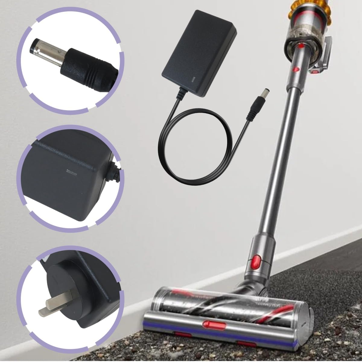 26.1V 0.78A 2M Battery Charger for Dyson V8 V7 V6 DC58 DC59 DC61 DC62 DC74 SV03 SV04 SV06 SV07 SV09 Absolute Animal Fluffy Motorhead Cordless Vacuum Cleaner 205720-02 AU Plug image number 5