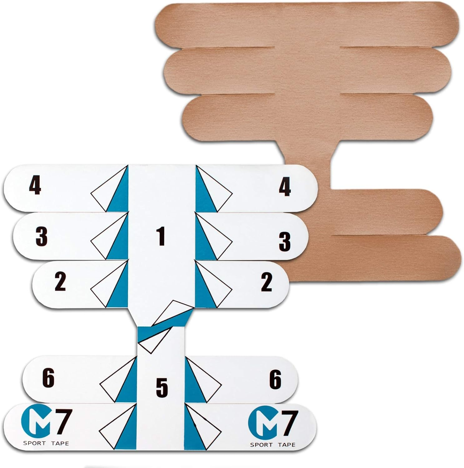 M7 Sport Kinesiology Ankle Tape for Ankle Sprain and Injury Recovery, Kt Tape for Ankle, Pain Relief Therapeutic Tape, Plantar Fasciitis, Waterproof, Eases Swelling (Beige, 4-Pack) - Beige image number 4