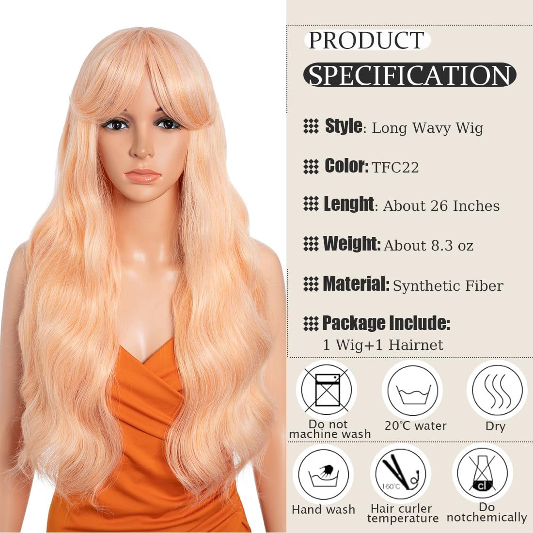 26 Inch Long Wavy Wigs for Women, Black Wigs with Bangs, Ombre Brown with Dark Roots, Long Layered Wig, Heat Resistant Synthetic Wig, Natural Looking for Daily Party Use (TFC22) image number 3
