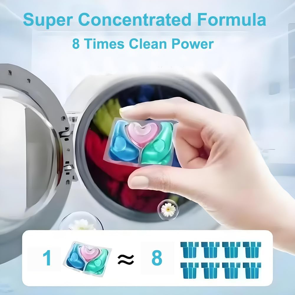 Laundry Detergent Pods, Concentrated Liquid Laundry Detergent Pacs, 3 in 1 High Efficiency, Flower&Fruit Scent (150 Pacs) image number 2
