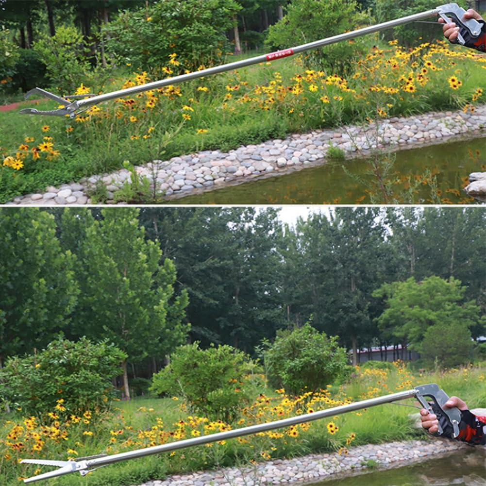 Snake Tongs, 120Cm/150Cm Extra Long Snake Grabber Tool, Collapsible Reptile Snake Tongs, Stainless Steel Snake Catcher Stick, Snake & Reptile Hook Wide Jaw Pick-Up Handling Tool 1.5M Straight Clip image number 1