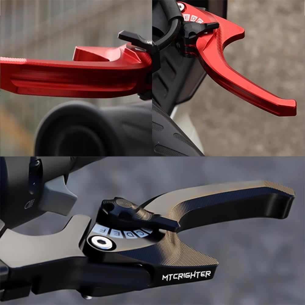 MTCRIGHTER 2 Fingers Shark Short Brake Clutch Lever Set Compatible with MV Agusta Rivale 800 Dragster 800/ RR Turismo Veloce 800 2014-2017, CNC Aluminum Alloy Made (Black) image number 5