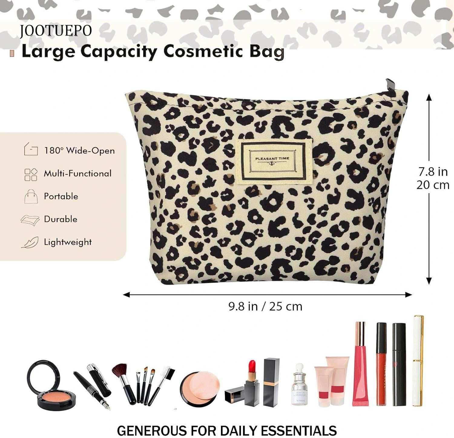 JOOTUEPO Leopard Print Make up Bag, Cosmetic Pouch for Women, Girls Travel Cosmetic and Toiletry Organizer, Sunscreen Pouch for Women Girls image number 4