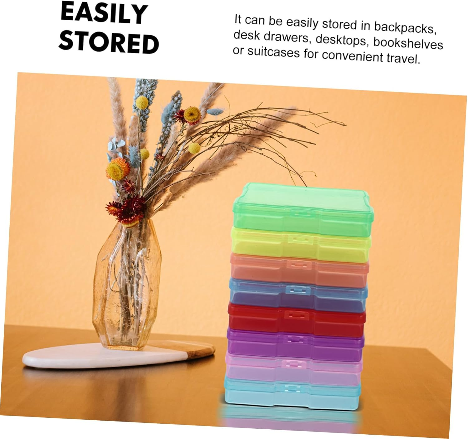 Mipcase 8Pcs Plastic Storage Boxes Photo Storage Container Postcards Organizing Case Multipurpose Jewelry Holder for Home and Office Mixed Colors 4X6 Inches image number 3