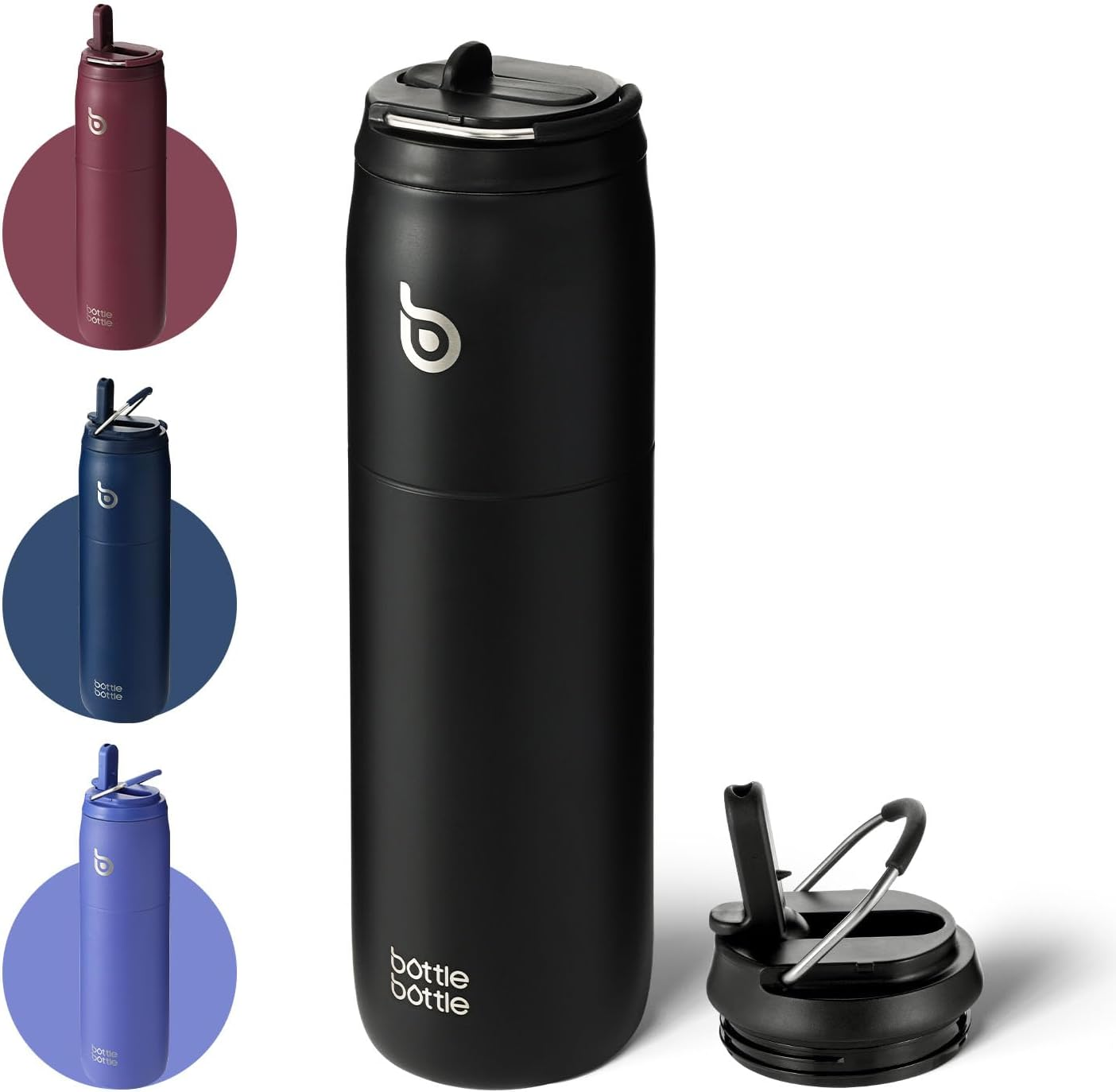 Bottle Bottle Stainless Steel Water Bottle with Straw and Lid 32Oz Vacuum Insulated Water Bottle Stay Cold for 24 Hrs, Hot for 12 Hrs, Leak-Proof Wide Mouth Water Bottles for Men,Indigo Blue