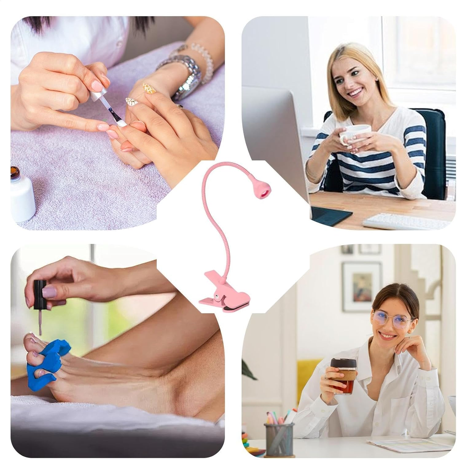 Gooseneck UV Lamp,Gooseneck LED Nail Light for Gel Nails, Clamp on Nail Lamp - Small USB Portable Manicure Dryer Nail Accessories for Home Salon, Fast and Even Curing - Black image number 7