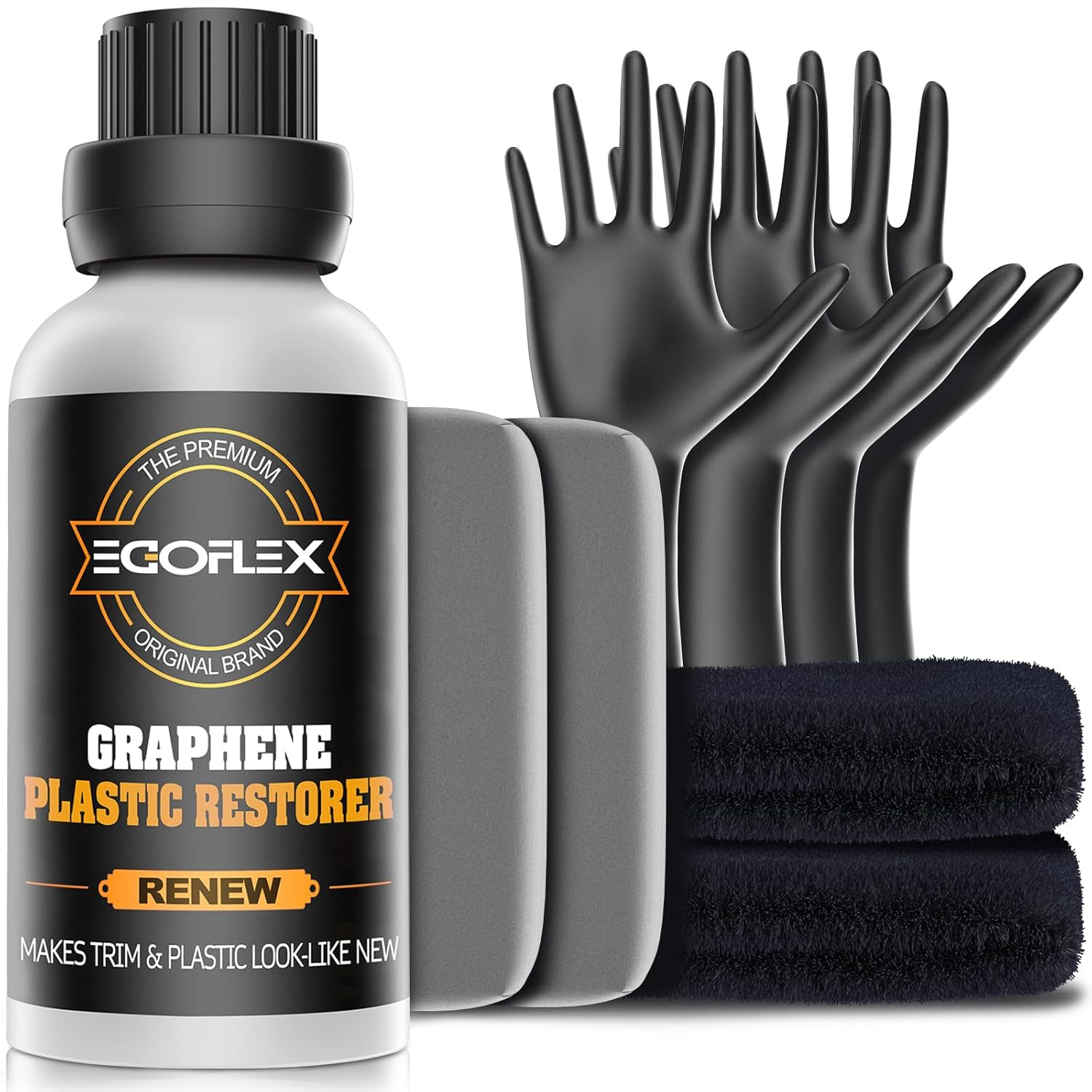 Graphene Plastic Restorer Trim Kit - Crystal Coating Plastic Restorer for Cars - Rubber Vinyl Headlight Restoration Restore a Finish Back to Black Shine Exterior Auto Detailing Supplies image number 3