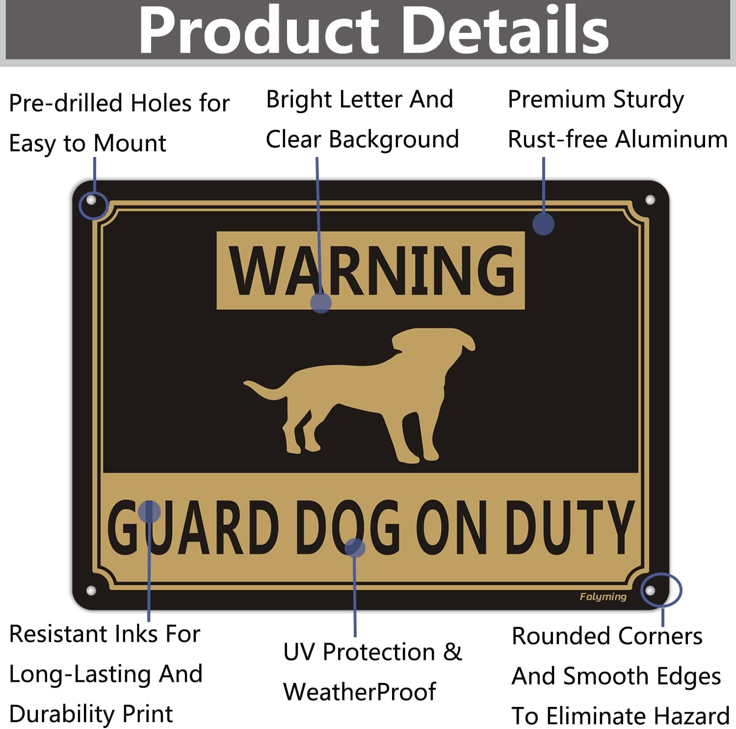 2 Pack Warning Guard Dogs on Duty Signs 10X7 Inches Dog Warning Yard Signs Metal Reflective Sturdy Rust Aluminum Waterproof Easy to Install image number 1
