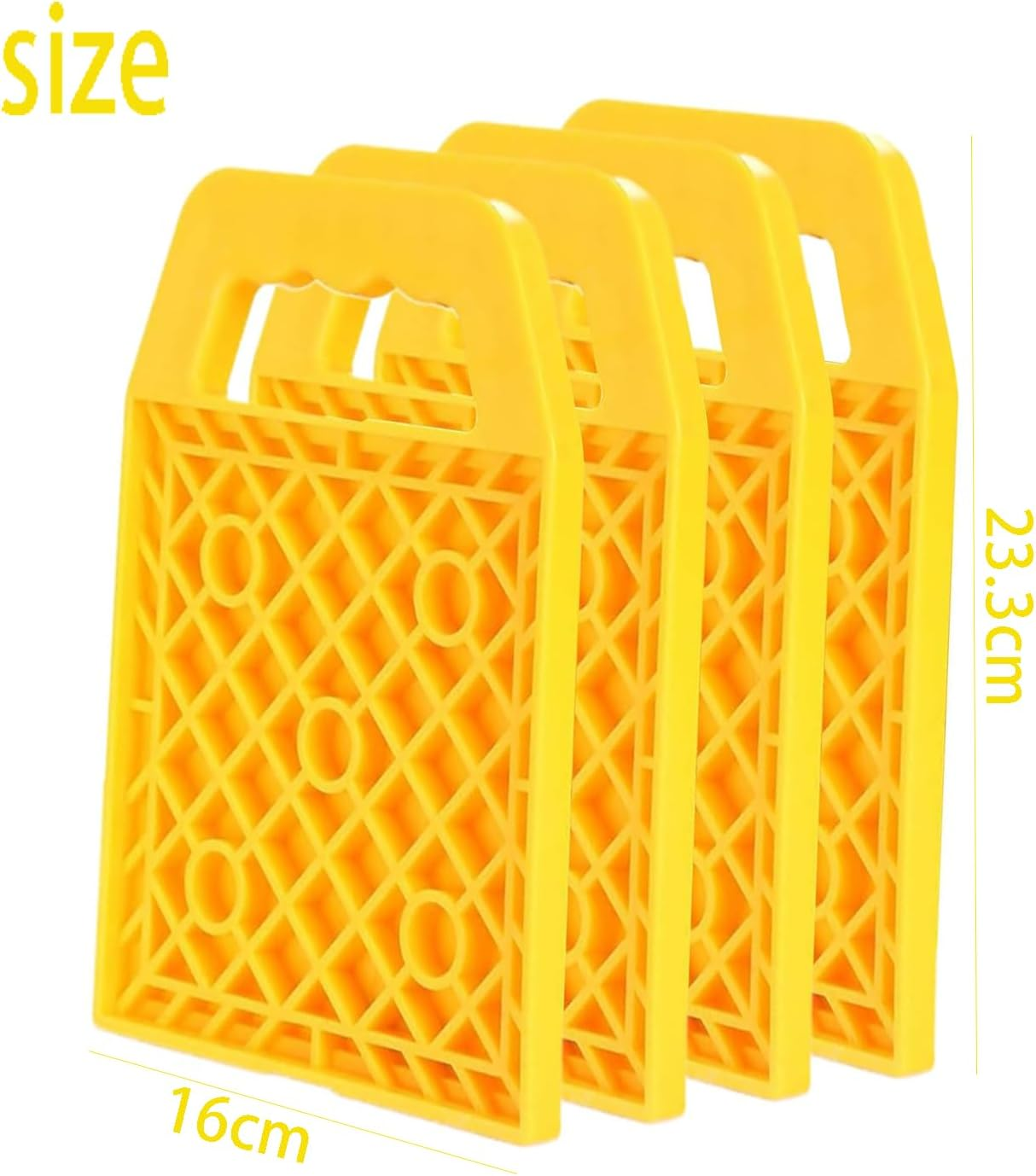 Car Jack Stand Pads for Camper/Rv, 4 Pcs Rvs Leveling Blocks Stabilizer Jack Flex Pads, Prevent Sinking and Aids in Stabilizing, Can Be Used on Uneven Surfaces (Yellow) image number 1