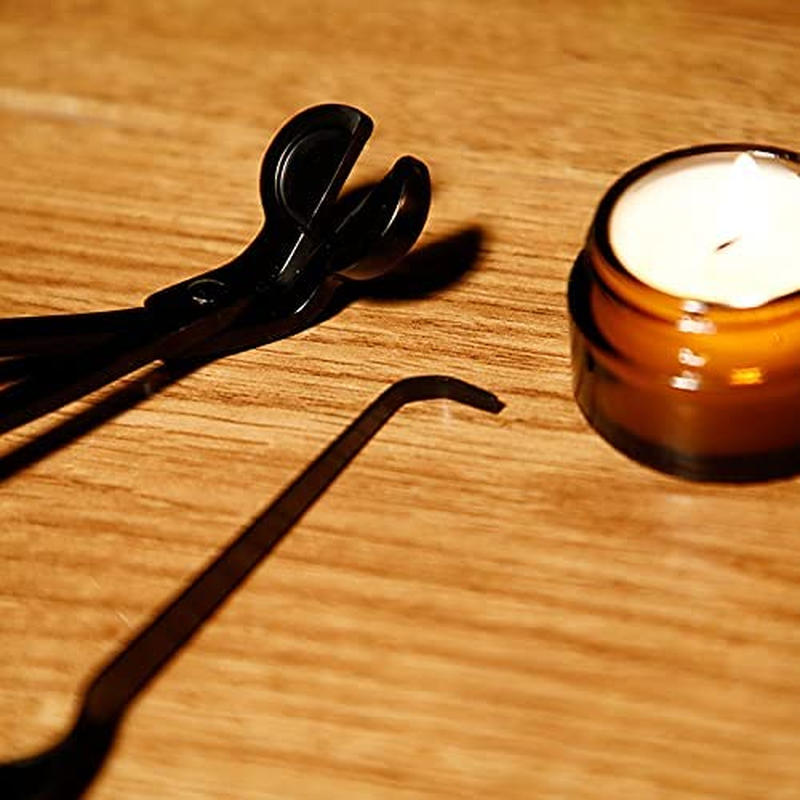 2 Pcs Candle Wick Trimmer Set, 1 Stainless Steel Polished Candle Wick Trimmer and 1 Candle Hook, Reaches Deep into Candles to Cut Spent Wicks（Black） image number 2
