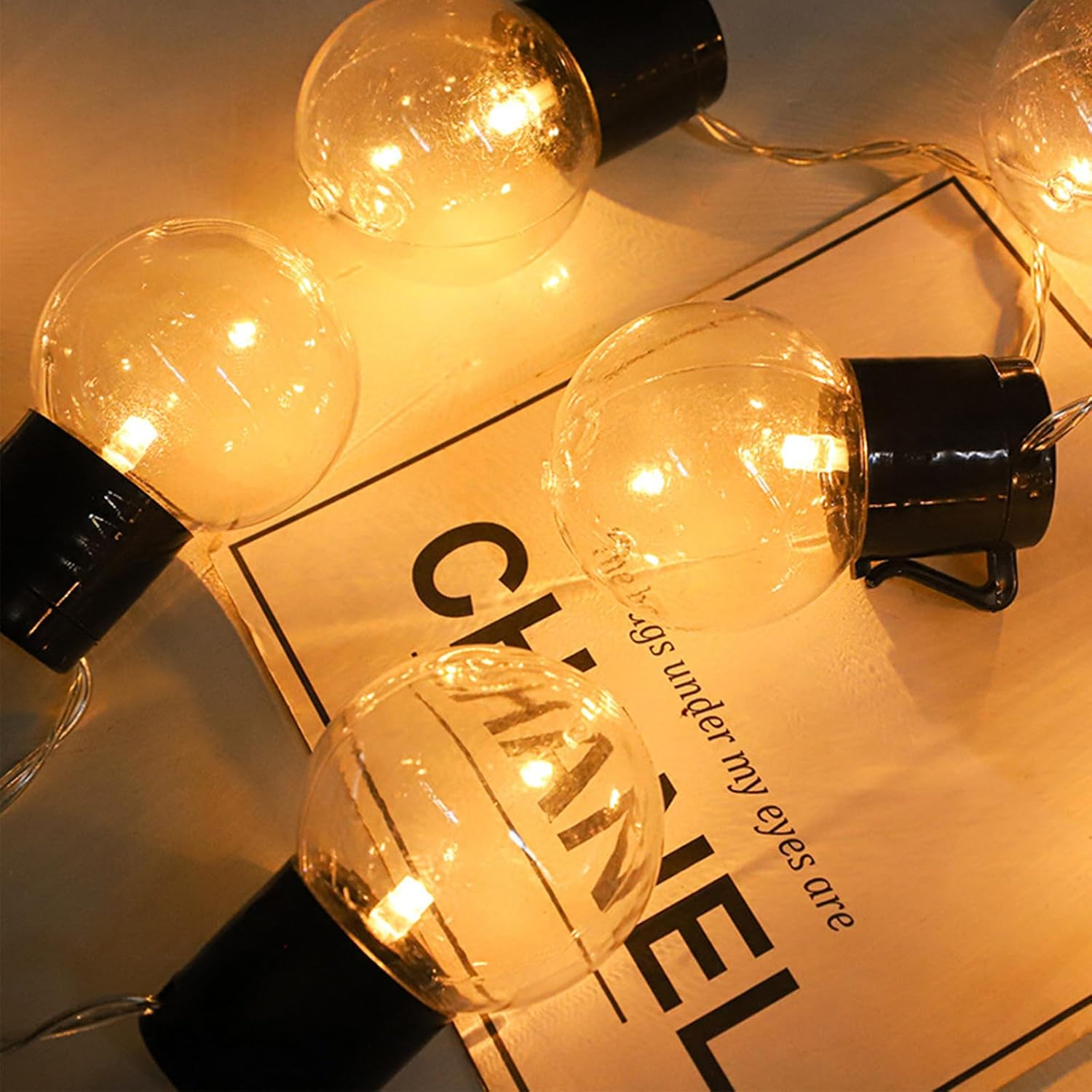 ENLACE LED Fairy Lights Bulbs, 2.5 M, 10 LED Transparent Light Bulbs, Fairy Lights, Battery Operated, Warm White Ball Fairy Lights for Bedroom, Camping, Balcony, Christmas Decoration