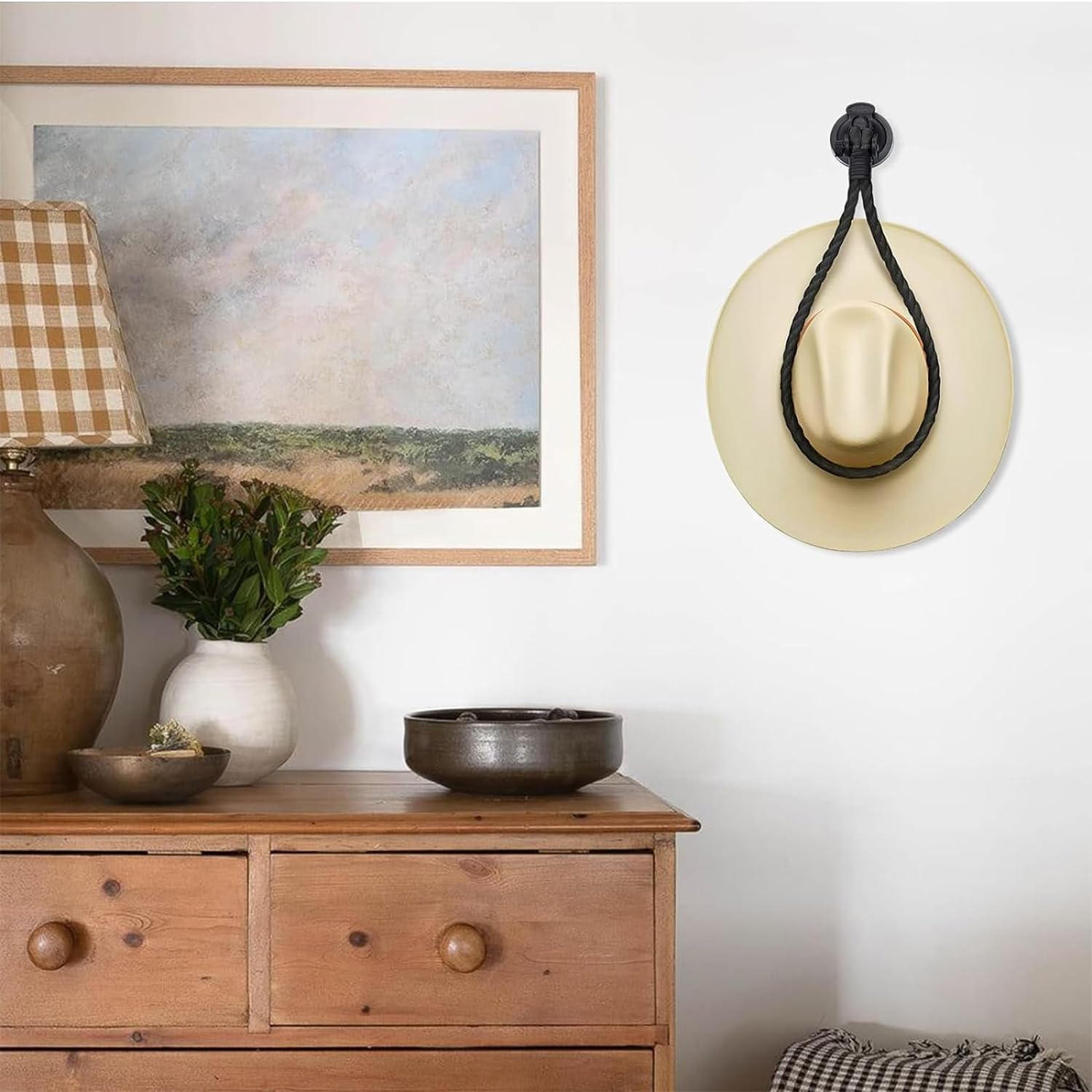 HKYLRAT Hat Mount for Your Vehicle,Cowboy Hat Mounts for Truck, Handmade Rope Cowboy Hat Rack for Pickup Truck and Home image number 4