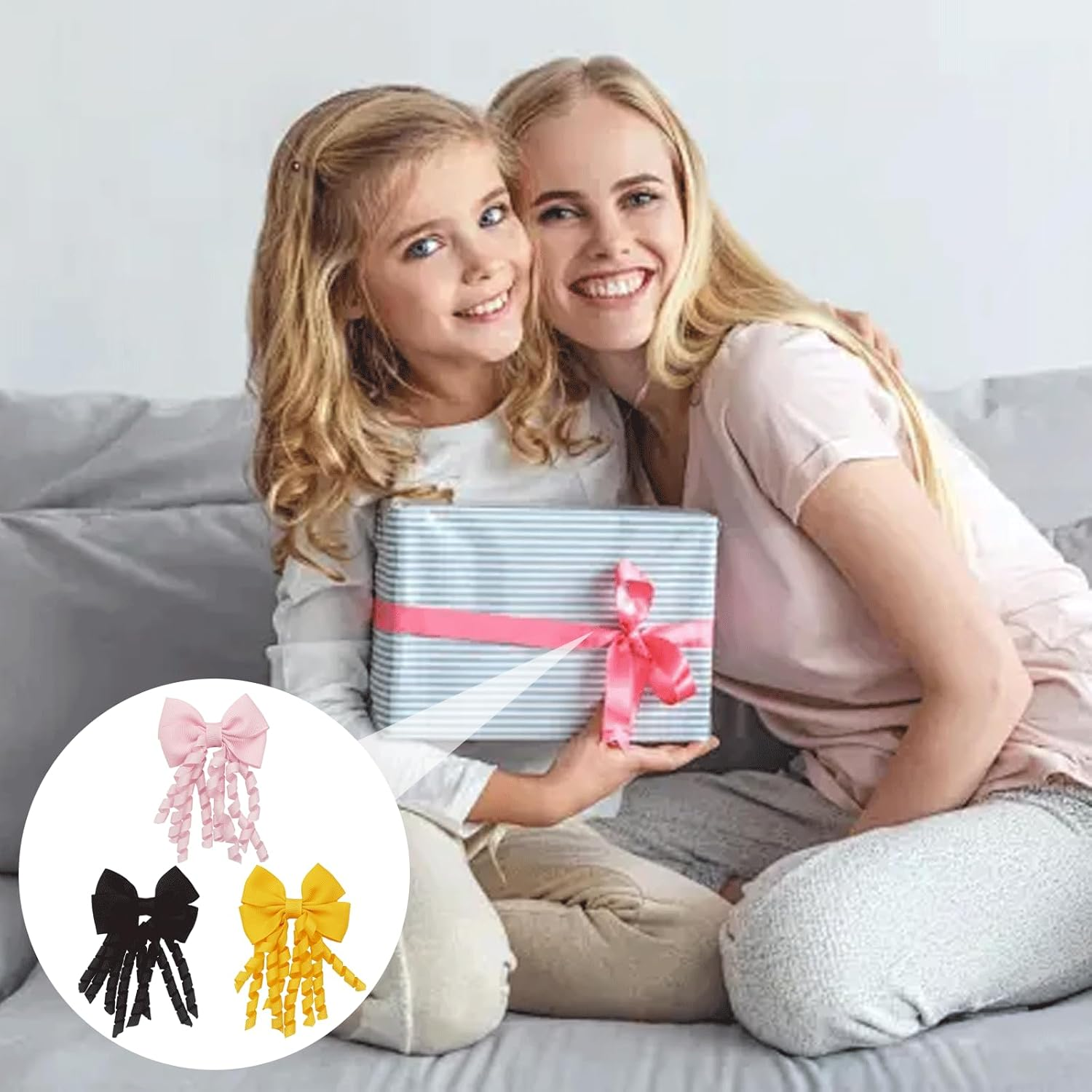 AYNKH Hair Bow, Spiral Snakes, Double Bow with Spiral Bangs, French Bow Flutter Hair Clip, School Hair Accessories for Girls and Women, Suitable for School, Prom image number 1