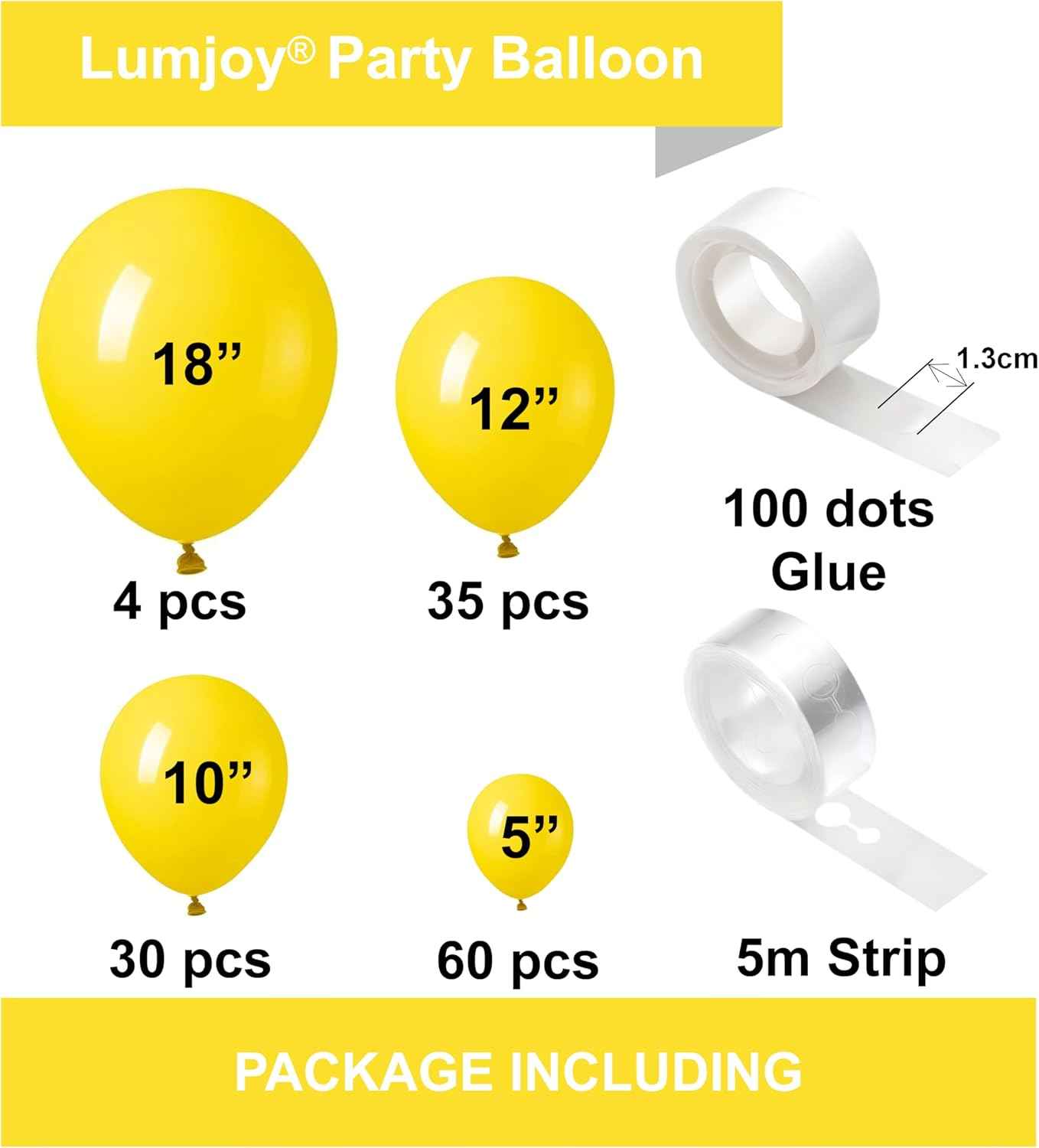 Lumjoy 129Pcs Yellow Balloons Garland Kit Different Sizes 18 12 10 5 Inch Helium Latex Balloon for Valentine'S Day Birthday Wedding Anniversary Baby Shower Arch Party Decoration - Black image number 6