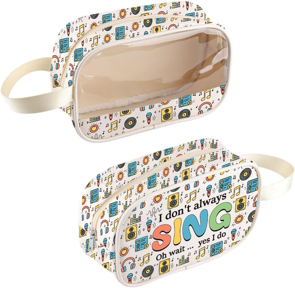 MNIGIU Funny Singer Gift Music Lover Gift I Don'T Always Sing Oh Wait Yes I Do Clear Cosmetic Bag Music Teacher Gift, Yes I Do Bag image number 1