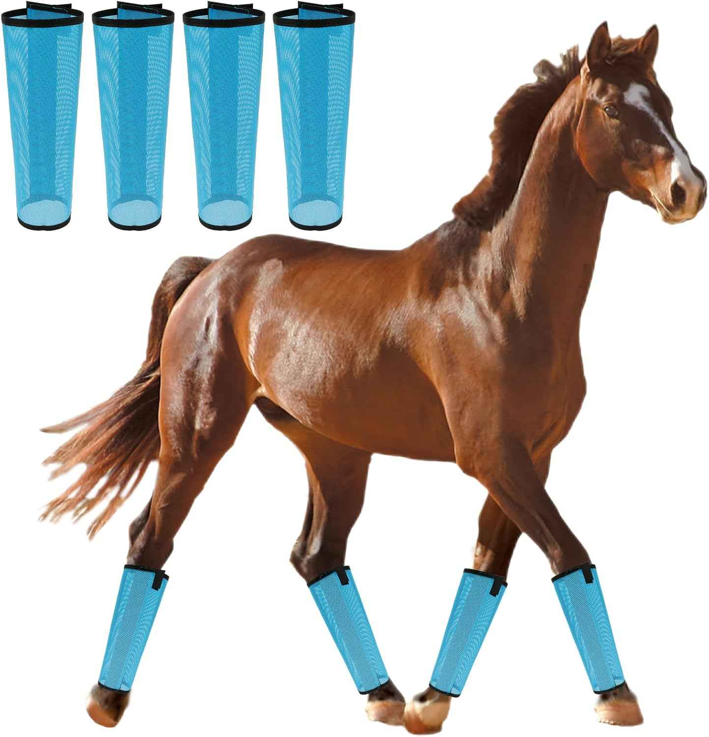 HSHGZSR 4Pcs Mesh Fly Boots for Horses 18.5&times;14.6 Inch Breathable Mesh Horse Boots Protective Horse Leg Wraps Horse Leggings Flies Fly Boots for Preventing Flies and Mosquitoes Bites image number 2