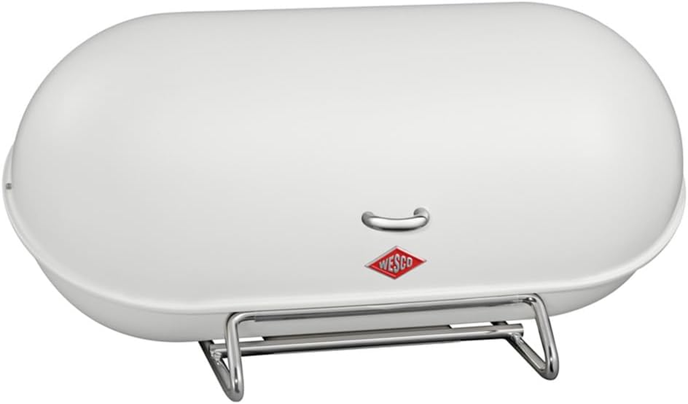 WESCO Breadboy Bread Bin with Rattle-Free Swivel Lid in Red, Powder-Coated Sheet Steel, Ventilation Holes and Sturdy Handle