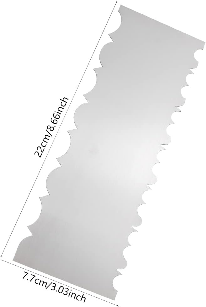 8.6 Inch Stainless Steel Cake Scraper Metal Scraper for Cake Smoother Leveler Scraper Cake Decorating Comb Cake Cutter for Mousse Butter Cream (Style 3) image number 6