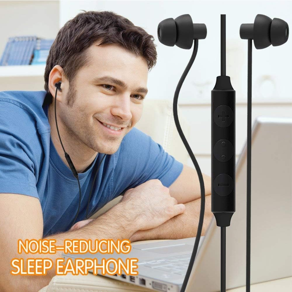 MAXROCK Sleep Earbuds, Ultra-Soft Comfortable Noise Isolating Earplugs Workout Headphones In-Ear Earphones W/Mic & Volume Control - Perfect for Side Sleeper Air Travel, Meditation & Insomnia
