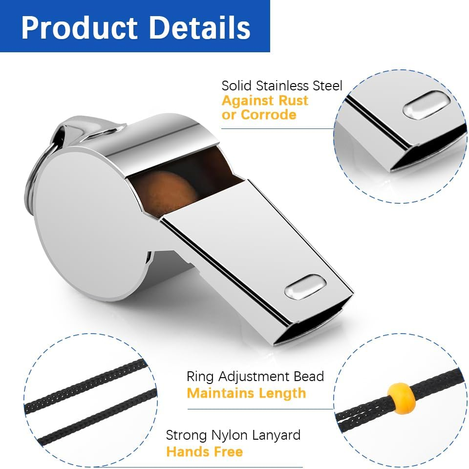 OALCQ Whistle, Whistle for Coaches, Sports Whistles for Adults Coaches Whistles with Lanyard, Soccer Whistle Loud Crisp Sound Whistle Emergency Dog Whistle image number 3