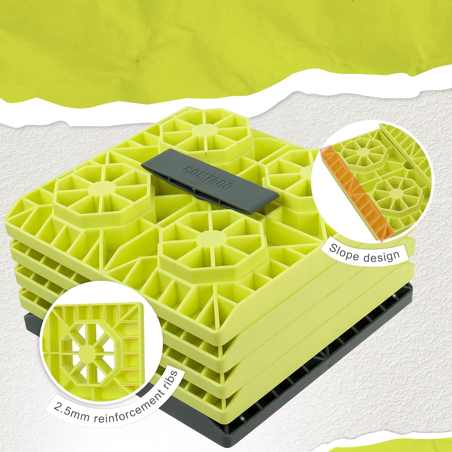 LTWHOME Rv/Caravan Leveling Blocks Heavy Duty for Leveling Single and Dual Wheelsand Jacks 21.5 X 21.5 Cm (Pack of 10) image number 3