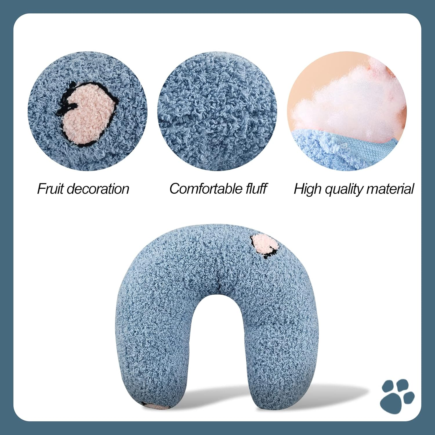 Andiker Pillows for Cat, U Shape Soft Fluffy Cat Pillow for Cat to Lay on Cat Bed Pillow Ultra Soft Pet Pillows for Cat Fluffy Cat Pillows for Indoor Cats and Puppies to Improve Sleep Quality(Blue) - Blue image number 3